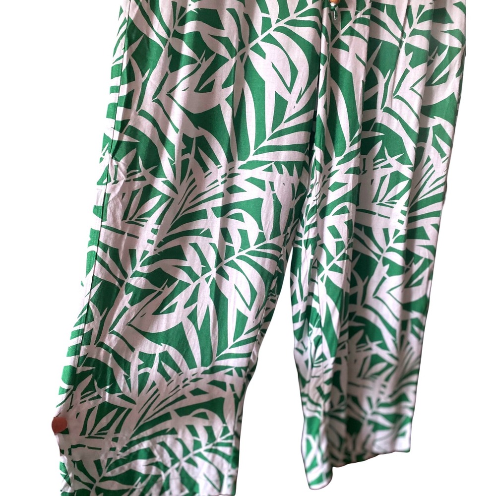 Jane + Delancey Palm Print Pants Wide Leg Drawstring Casual Size S NWT - Picture 2 of 12